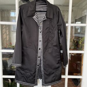 Carnaby Street Reversible Raincoat Jacket Black & White Checkered Size 14